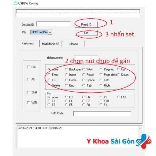 Phần mềm gán phím bàn đạp chụp ảnh nội soi USBSW Config
